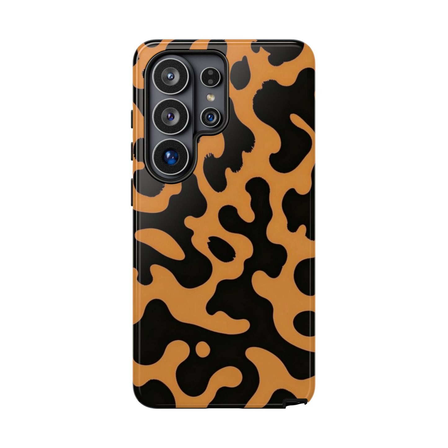 Leopard Print Phone Case — Orange & Black Tough Pattern Protective Cover