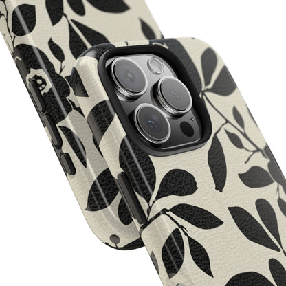 Tough Phone Case — Black Floral Silhouette Protective Cover