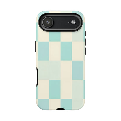 Pastel Checkerboard Tough Case – Mint & Cream Protective Phone Cover