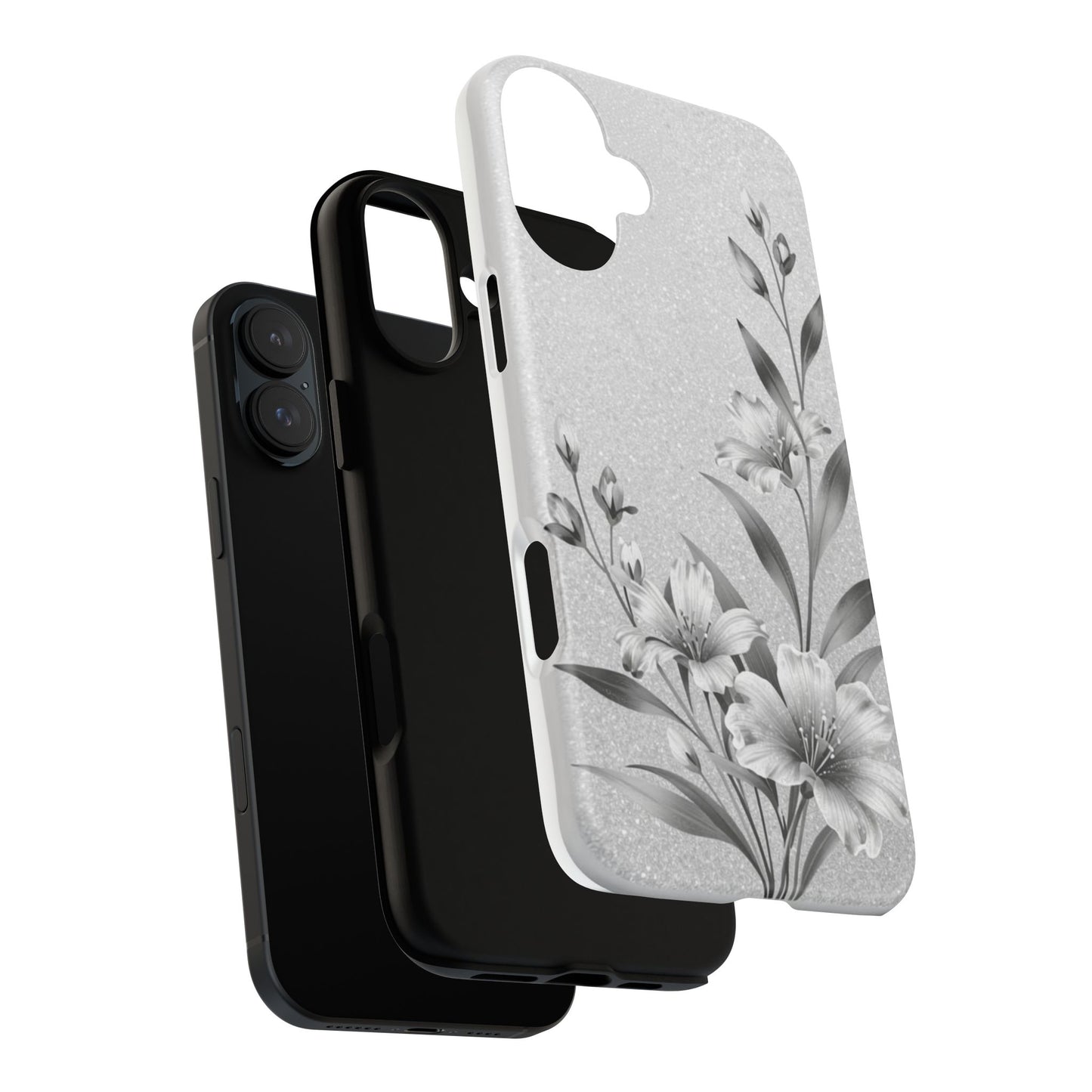Floral Monochrome Phone Case — Elegant Black & White Lily Design