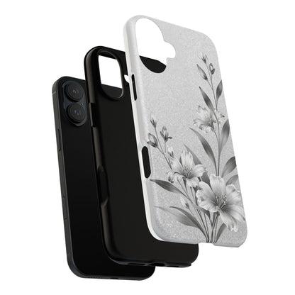 Floral Monochrome Phone Case — Elegant Black & White Lily Design
