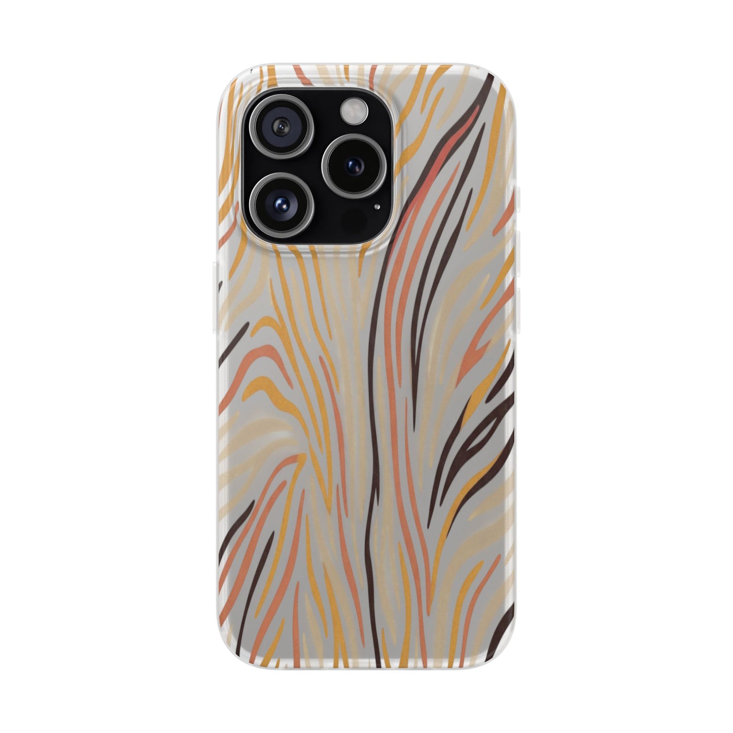 Marbled Neutral Stripe Phone Case — Abstract Beige & Terracotta Flexi Case