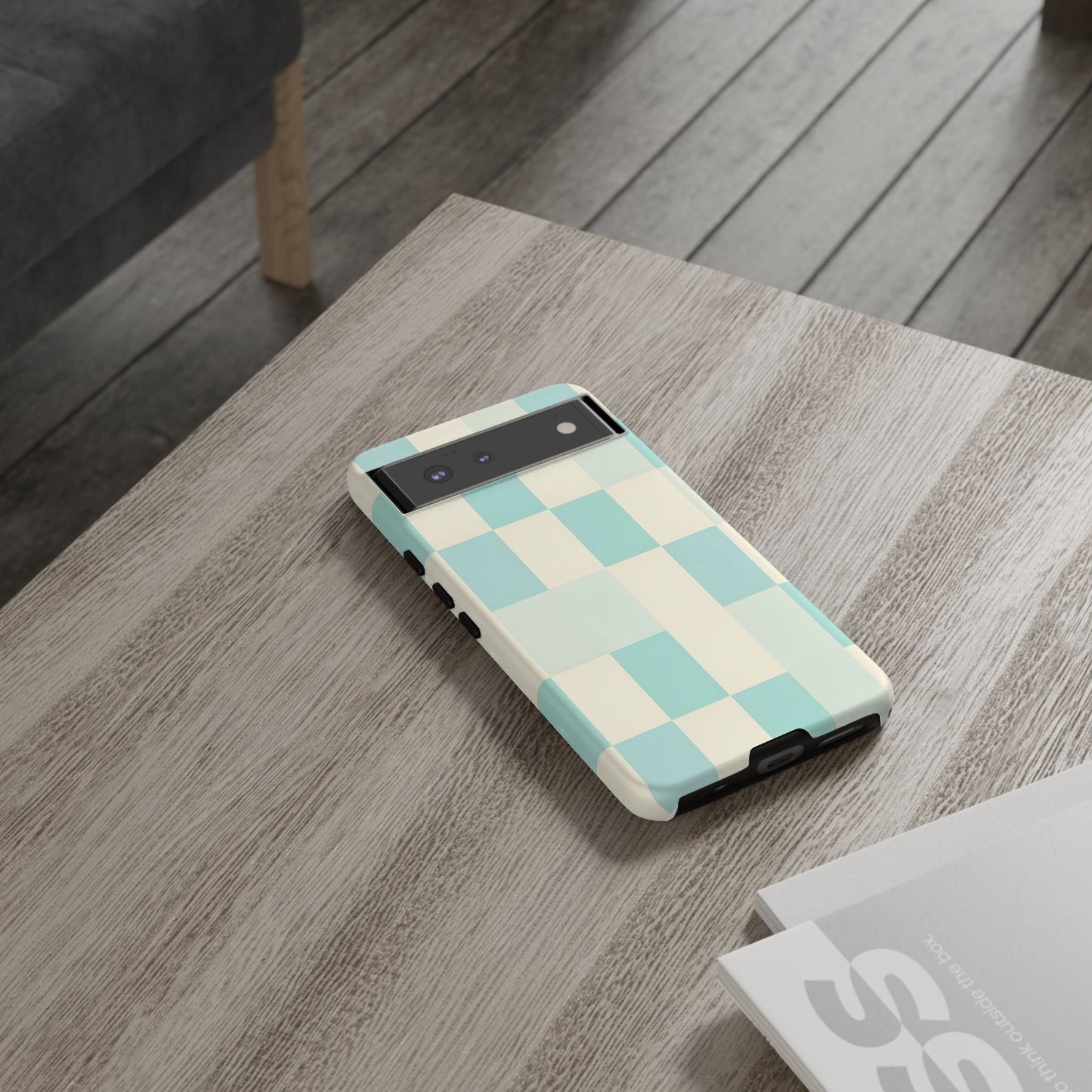 Pastel Checkerboard Tough Case – Mint & Cream Protective Phone Cover