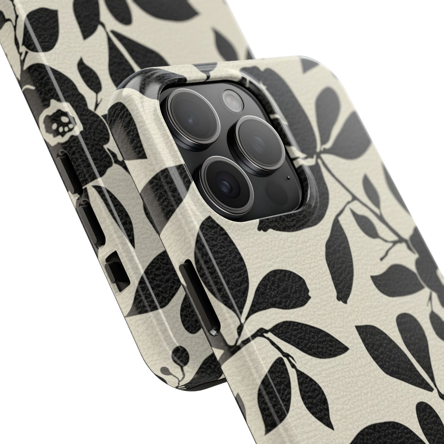 Tough Phone Case — Black Floral Silhouette Protective Cover
