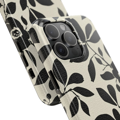 Tough Phone Case — Black Floral Silhouette Protective Cover