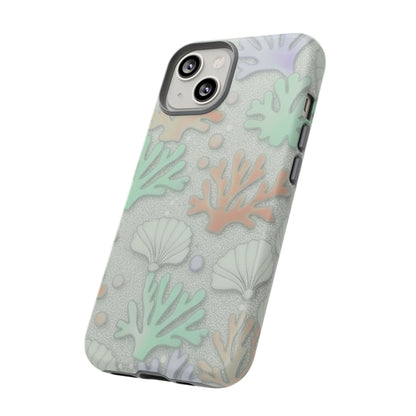 Pastel Coral Reef Tough Phone Case – Sea Shell & Coral Pattern Durable Protector