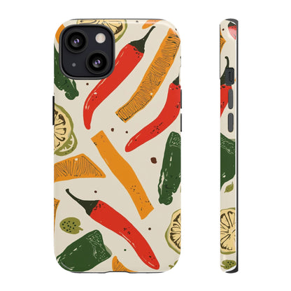 Spicy Peppers Phone Case – Colorful Chili, Lime & Citrus Pattern
