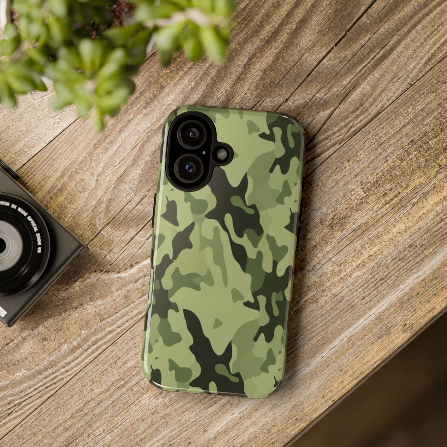 Camo Tough Phone Case — Military Green Protective iPhone Cover
