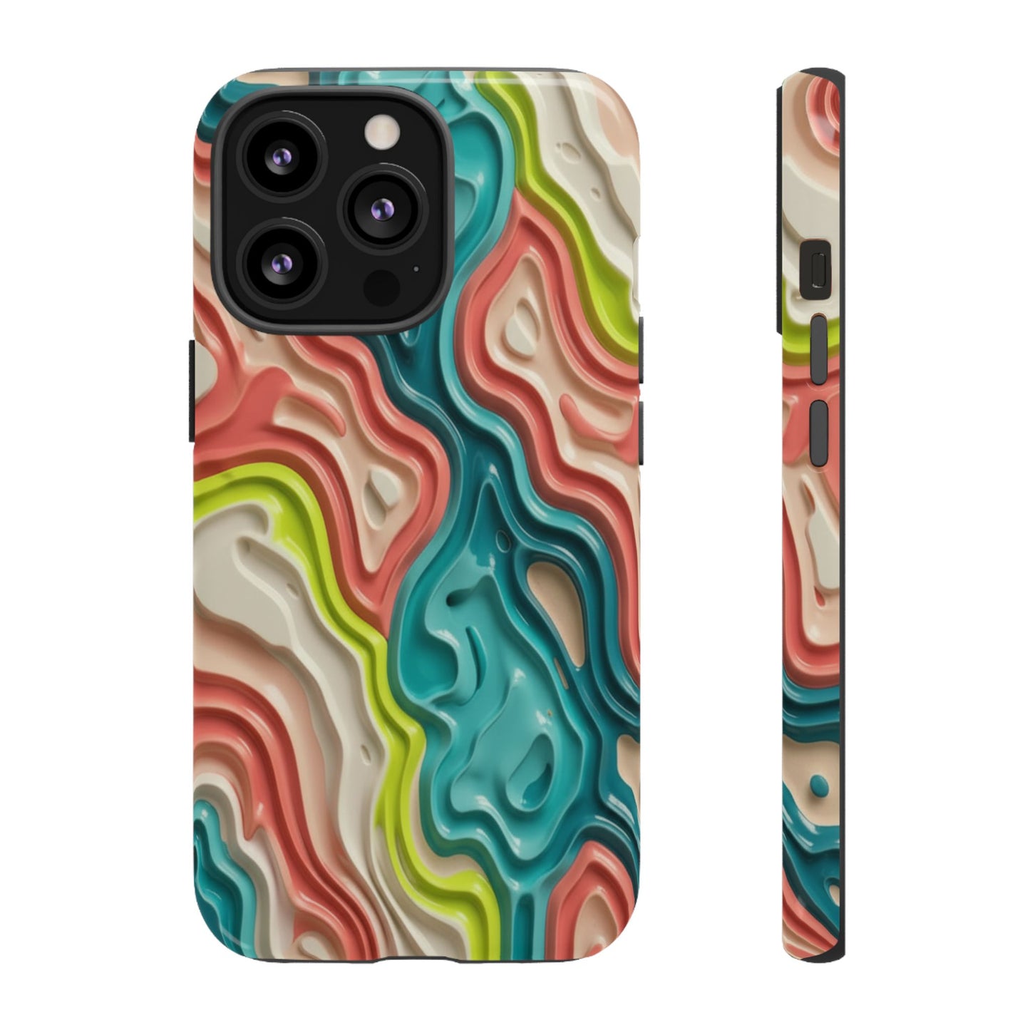 Abstract Contour Phone Case — Colorful Topographic Pattern Tough Case