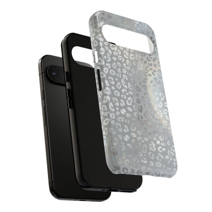 Grey Leopard Print Tough Phone Case — Durable Protective iPhone Cover