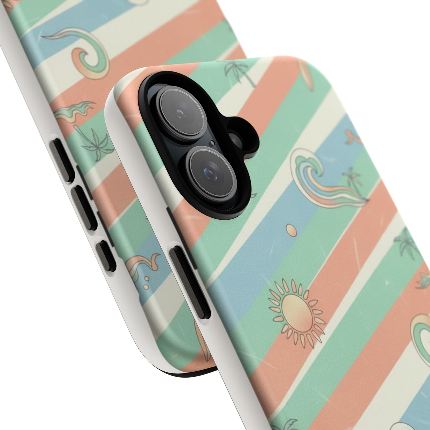 Surf Stripe Tough Phone Case — Retro Beach Waves Pattern