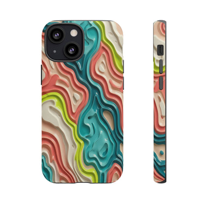 Abstract Contour Phone Case — Colorful Topographic Pattern Tough Case