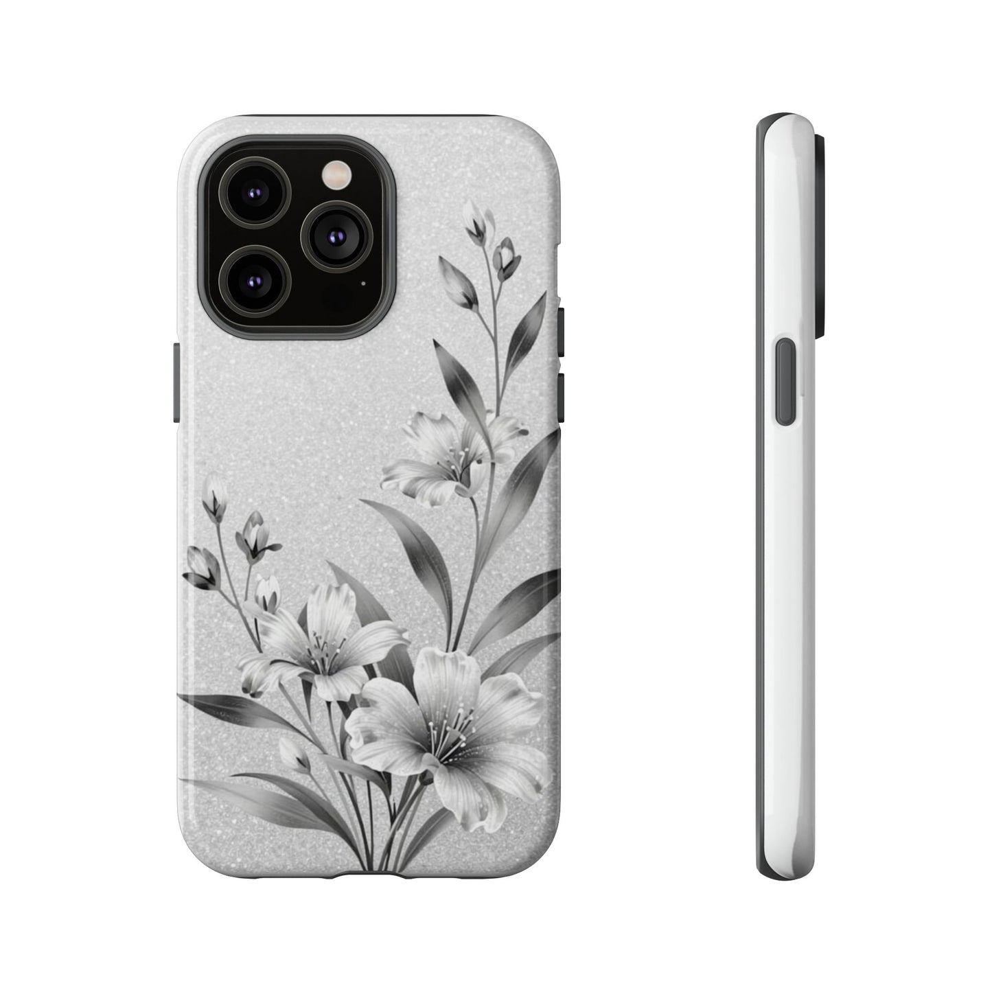 Floral Monochrome Phone Case — Elegant Black & White Lily Design