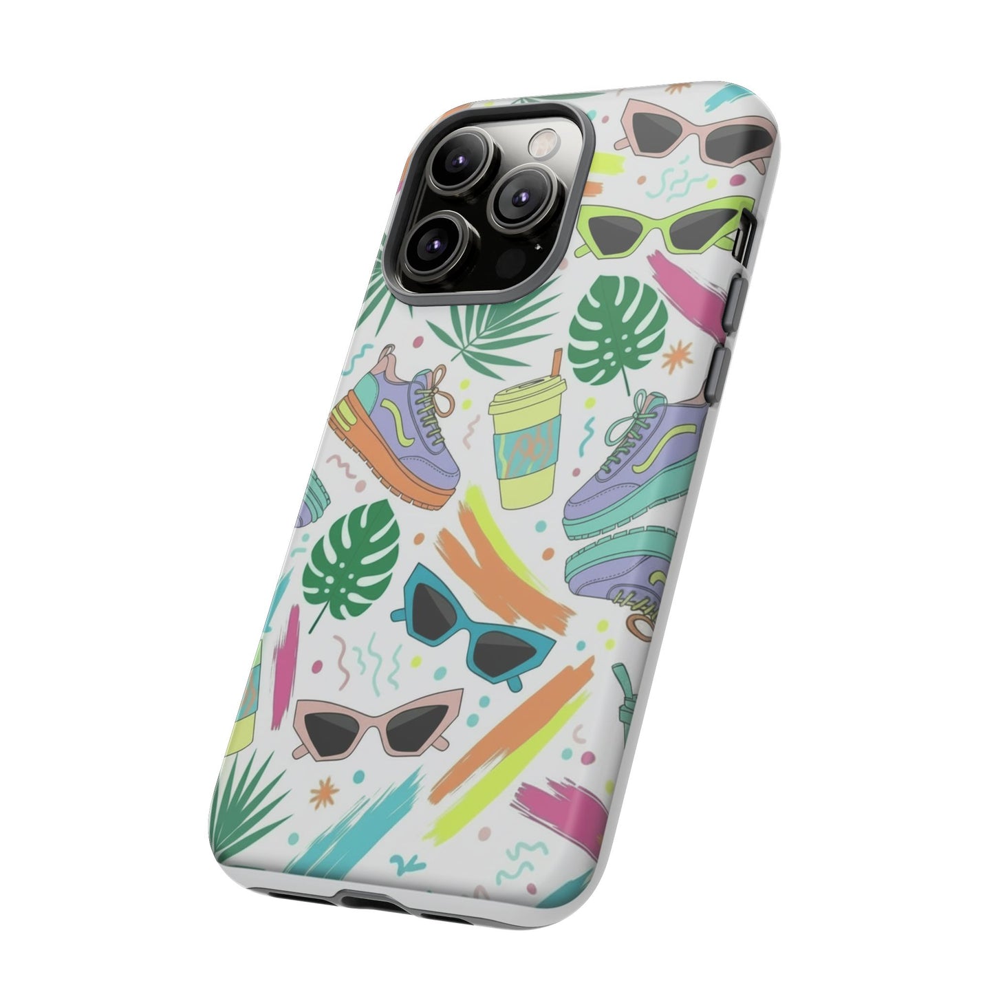 Tough Cases — Colorful Retro Sneakers & Sunglasses Phone Case