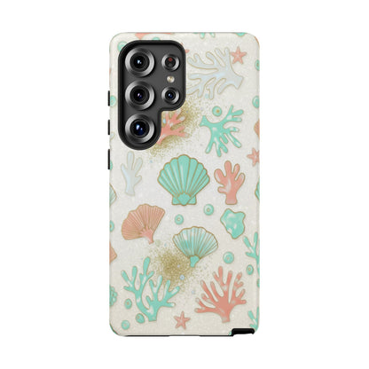 Seashell Coral Phone Case — Pastel Beach Shells Protective Tough Case