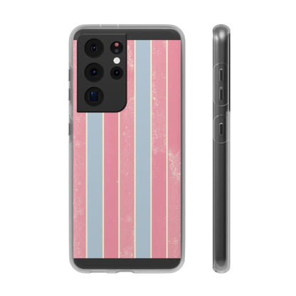 Striped Pink & Blue Phone Case — Retro Pastel Flexi Case