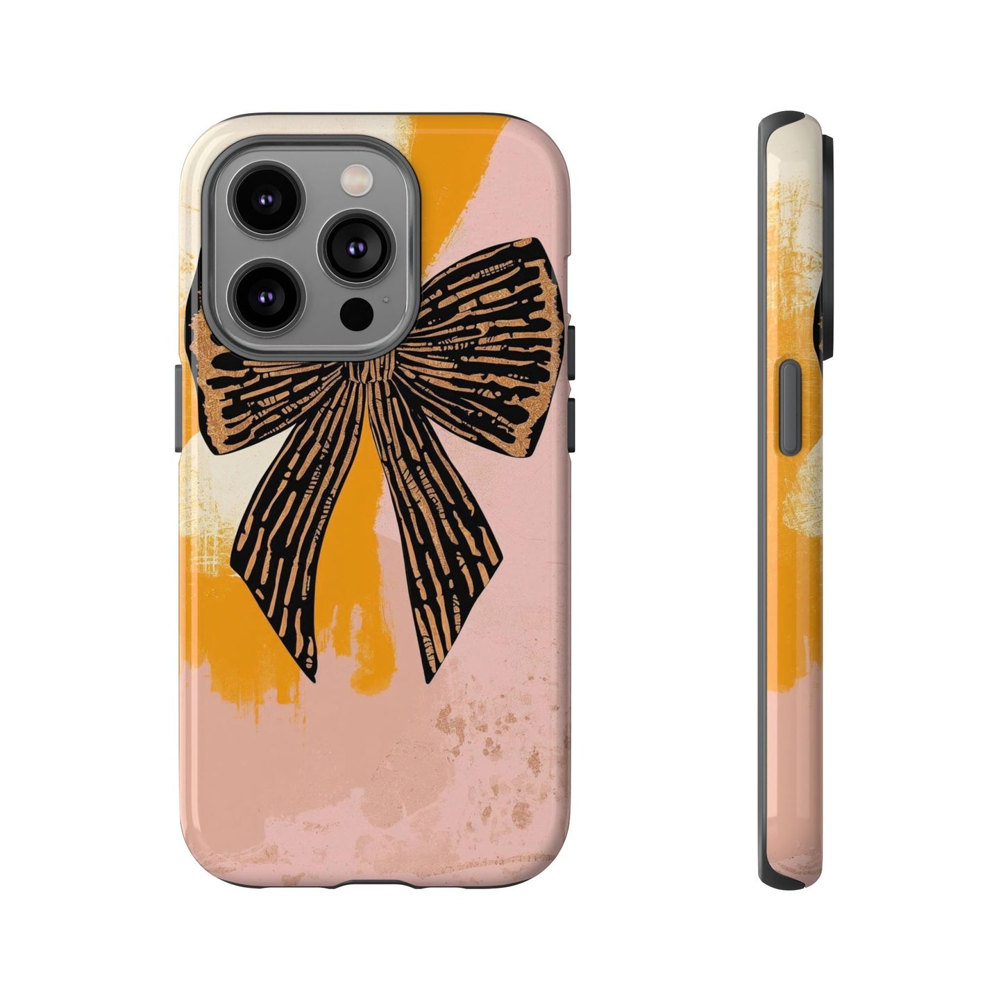 Bow Brushstroke Tough Phone Case — Pink & Mustard