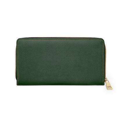Green Zipper Wallet –  Travel Wallet with Gold Zipper