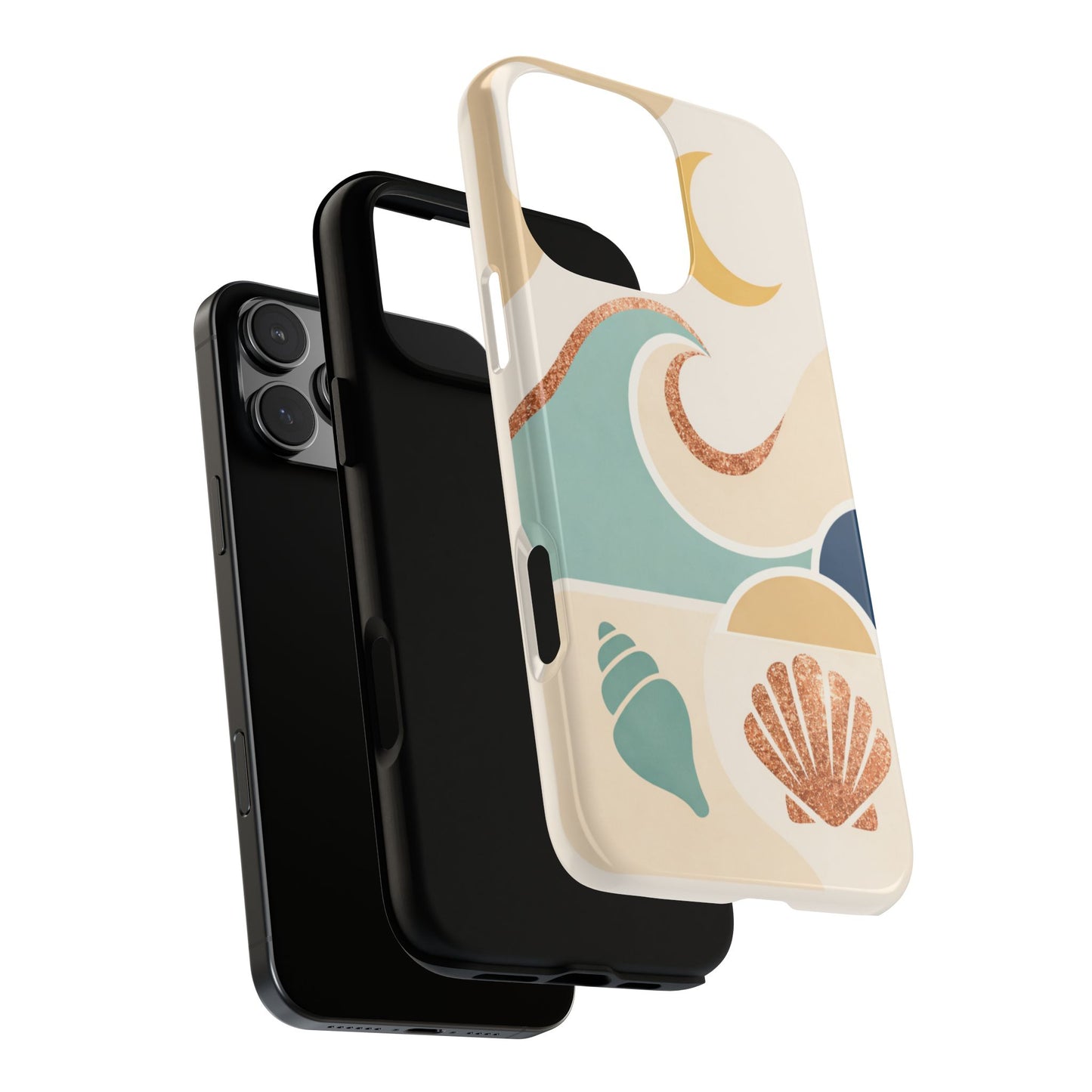 Sea Breeze Tough Phone Case — Retro Waves & Shells Design