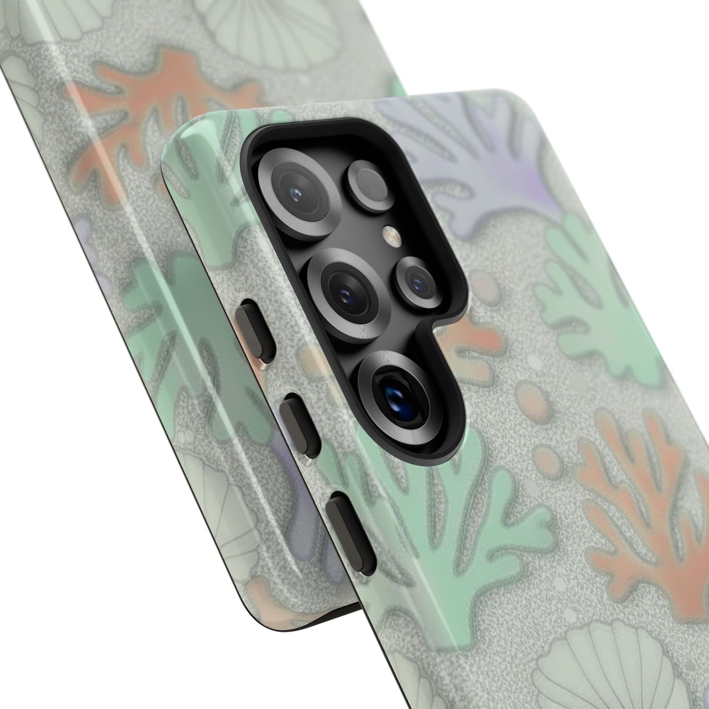 Pastel Coral Reef Tough Phone Case – Sea Shell & Coral Pattern Durable Protector