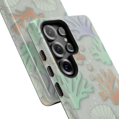 Pastel Coral Reef Tough Phone Case – Sea Shell & Coral Pattern Durable Protector