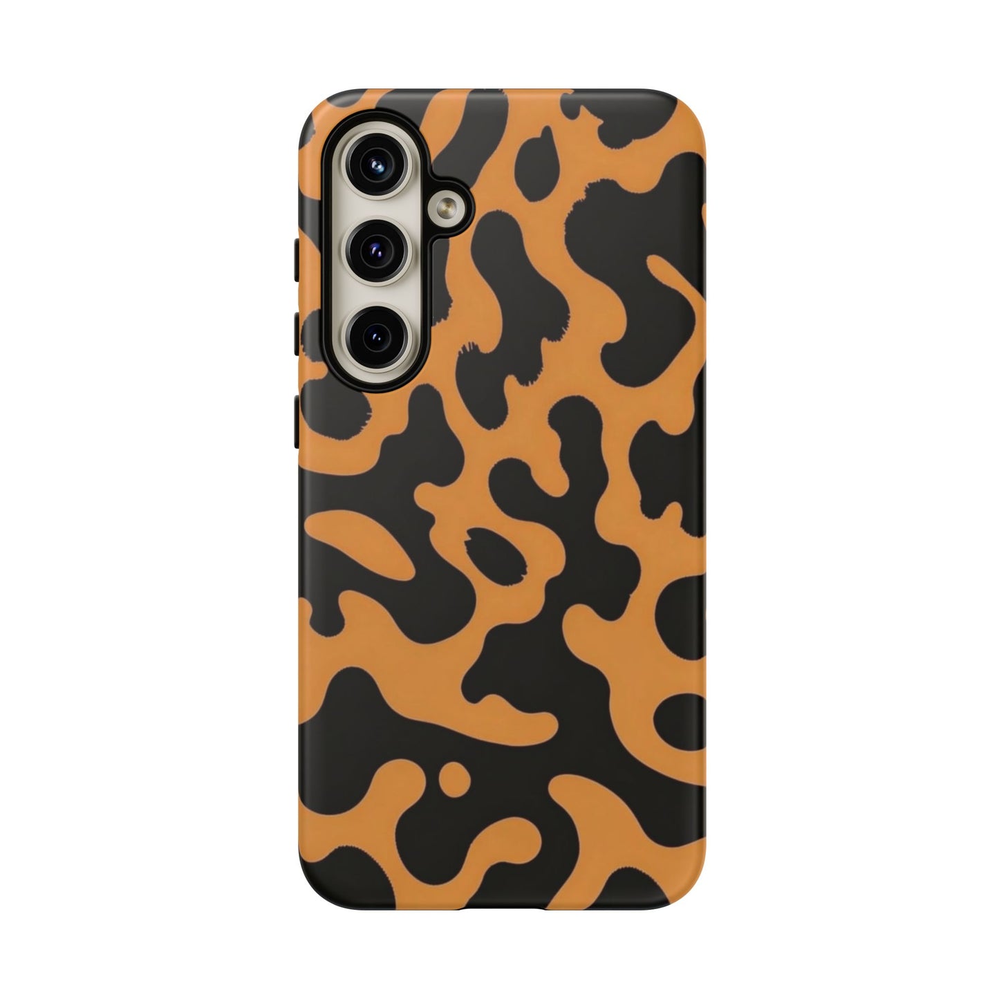 Leopard Print Phone Case — Orange & Black Tough Pattern Protective Cover