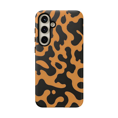 Leopard Print Phone Case — Orange & Black Tough Pattern Protective Cover