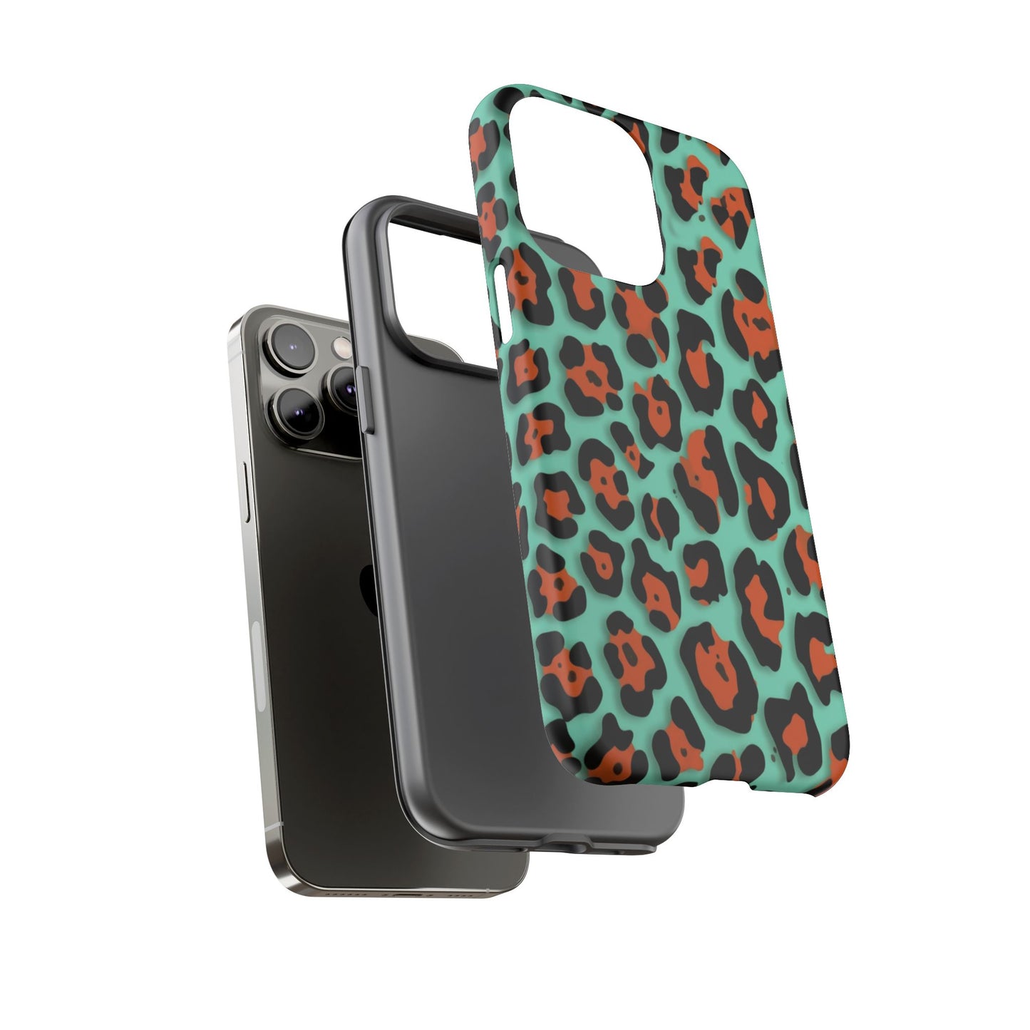 Teal & Rust Leopard Phone Case — Tough Protective Animal Print