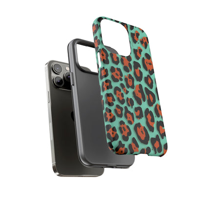 Teal & Rust Leopard Phone Case — Tough Protective Animal Print
