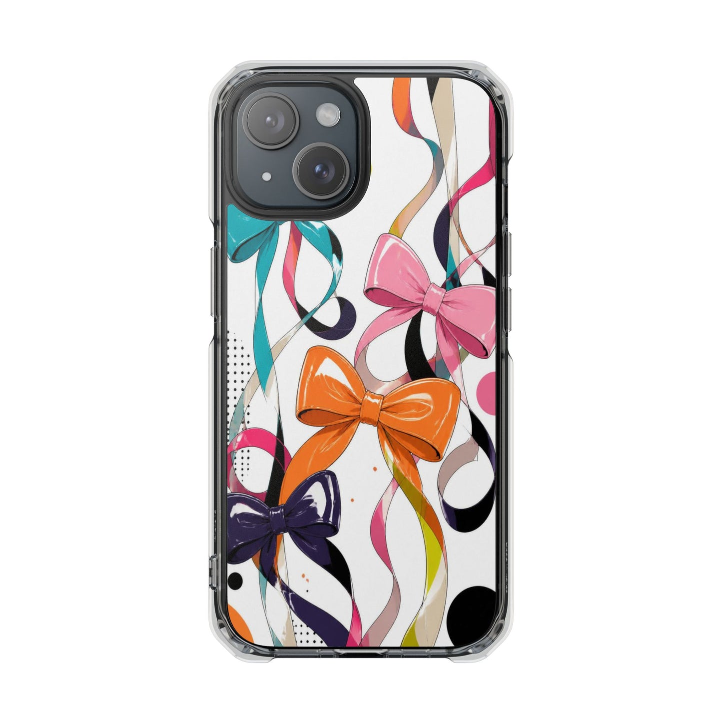 Clear Magnetic Phone Case — Colorful Ribbon & Bow Design