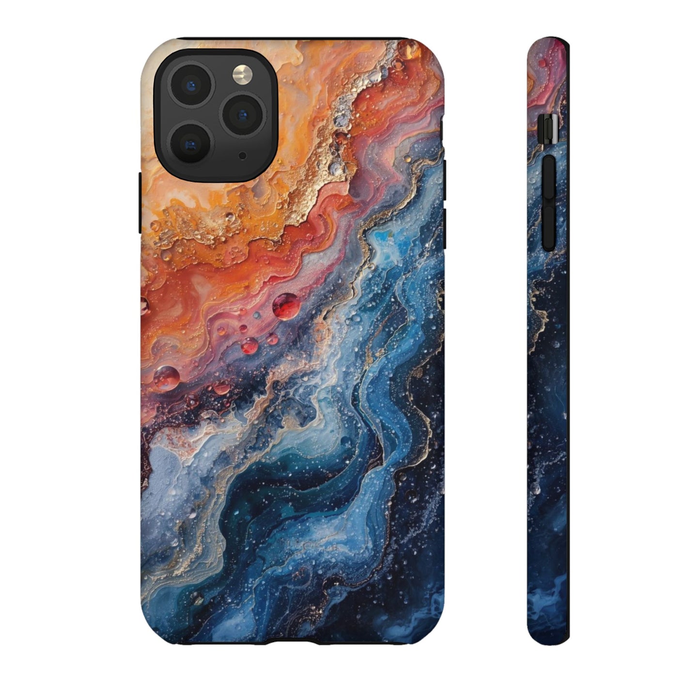 Marbled Galaxy Tough Phone Case — Abstract Blue & Coral Protective Cover