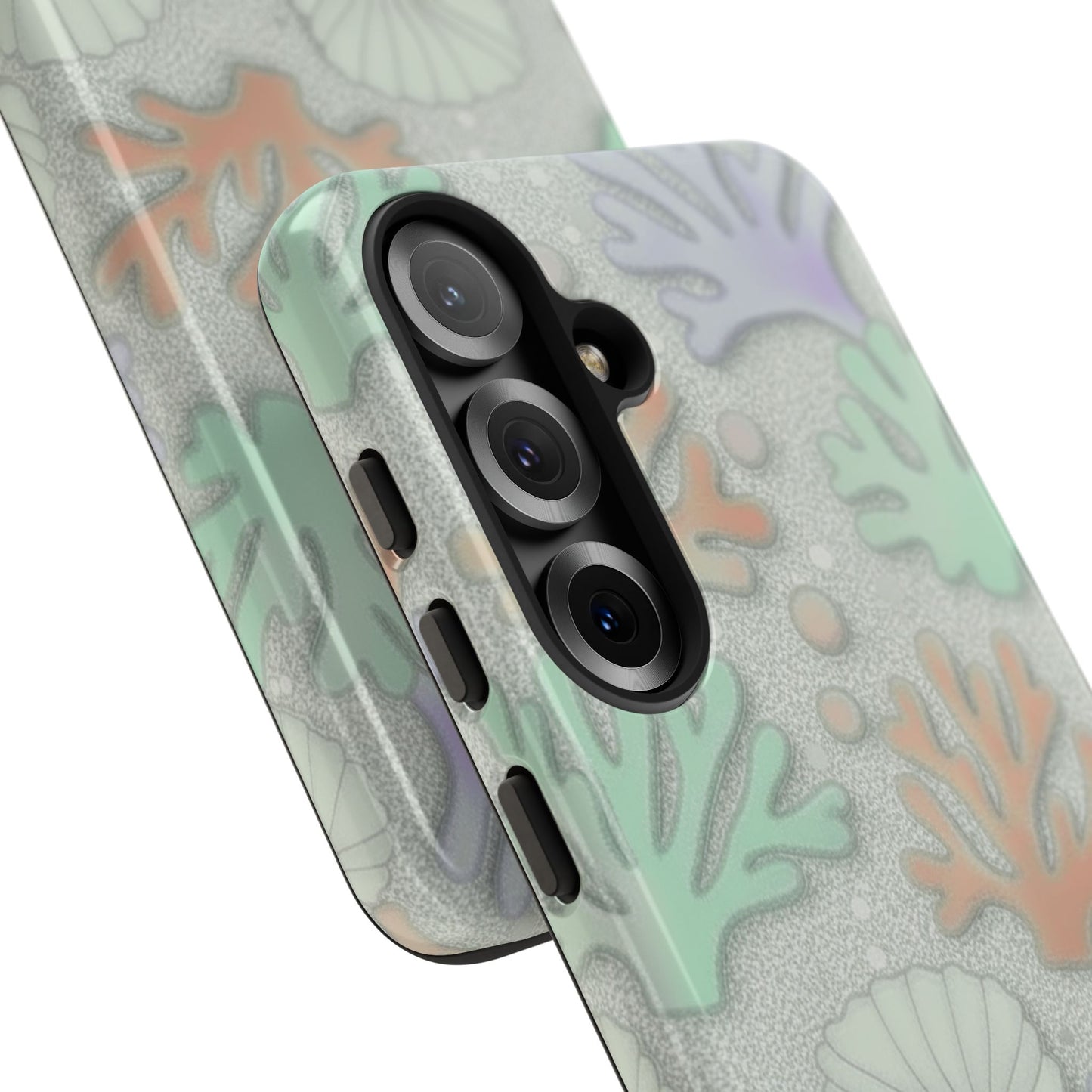 Pastel Coral Reef Tough Phone Case – Sea Shell & Coral Pattern Durable Protector