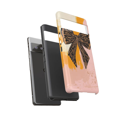 Bow Brushstroke Tough Phone Case — Pink & Mustard