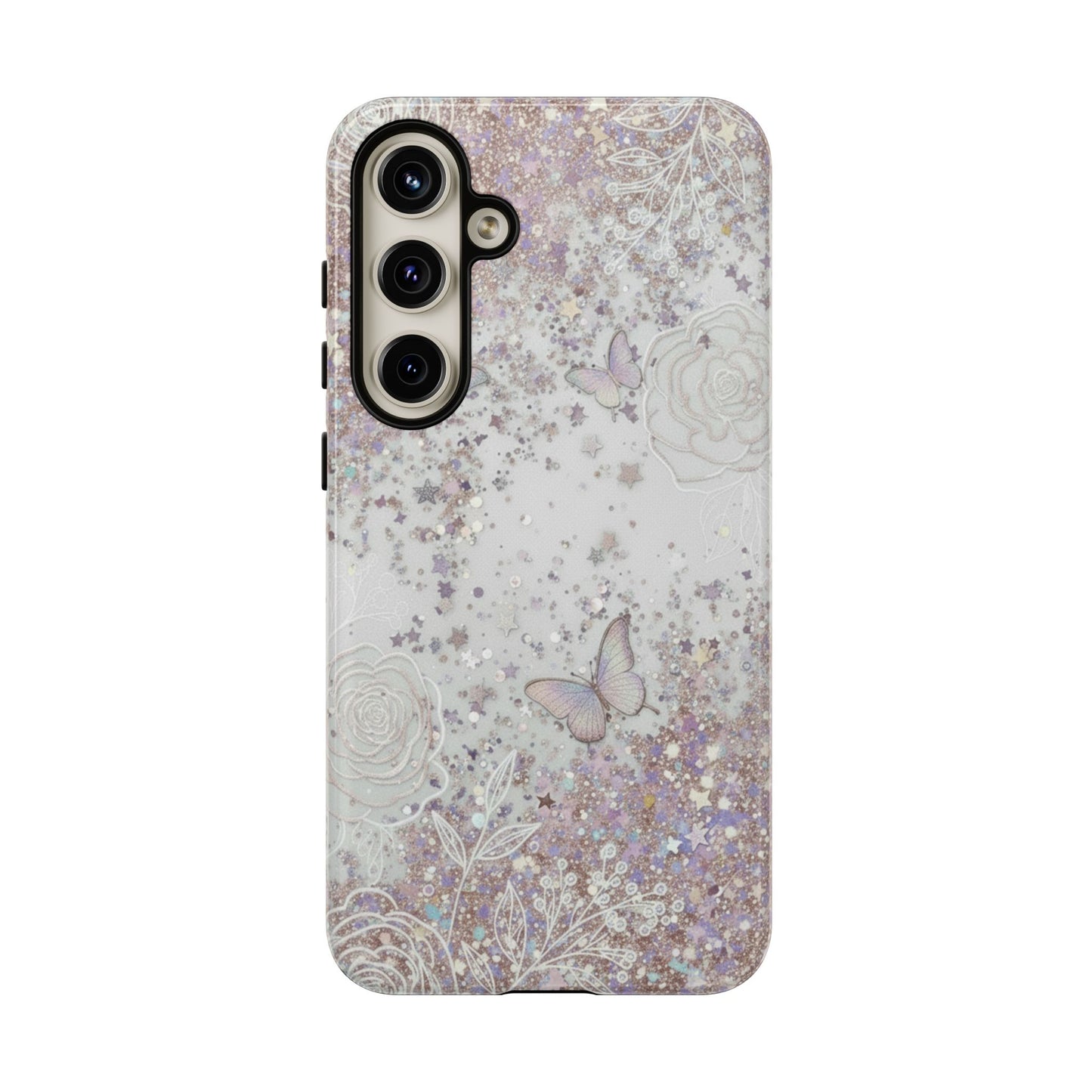 Butterfly Glitter Tough Phone Case — Floral Sparkle Protective Case