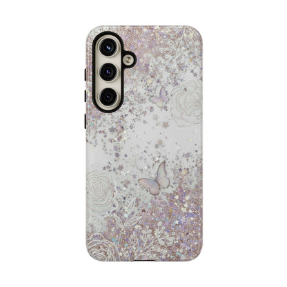 Butterfly Glitter Tough Phone Case — Floral Sparkle Protective Case