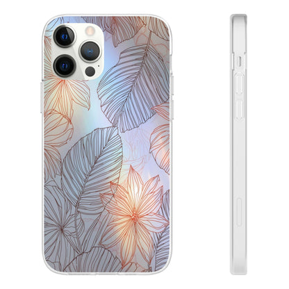 Floral Holographic Phone Case — Iridescent Leaves & Flowers Flexi Case