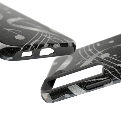 Musical Notes Tough Phone Case – Glitter Black Musician Phone Cover