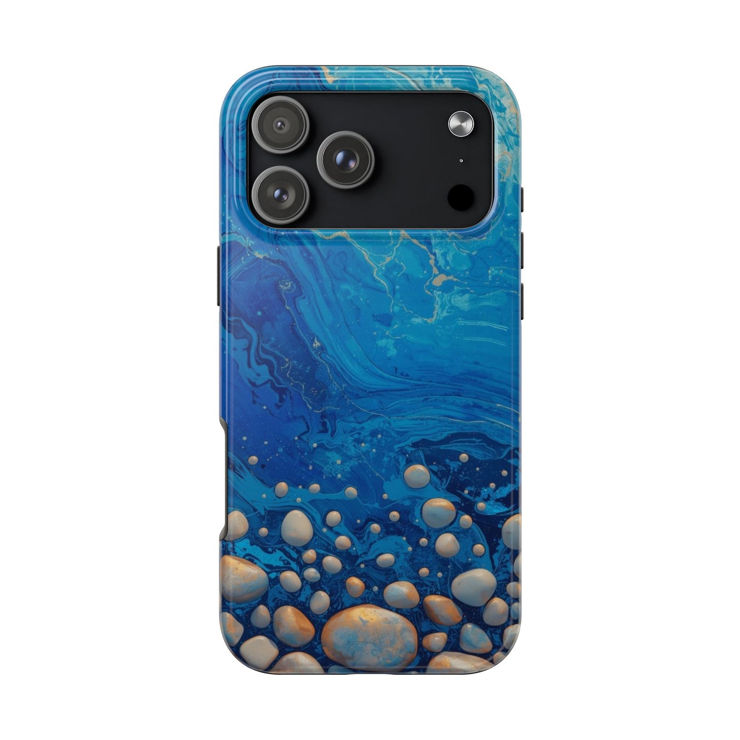 Blue Ocean Pebble Tough Phone Case — Protective Artistic Marble Design
