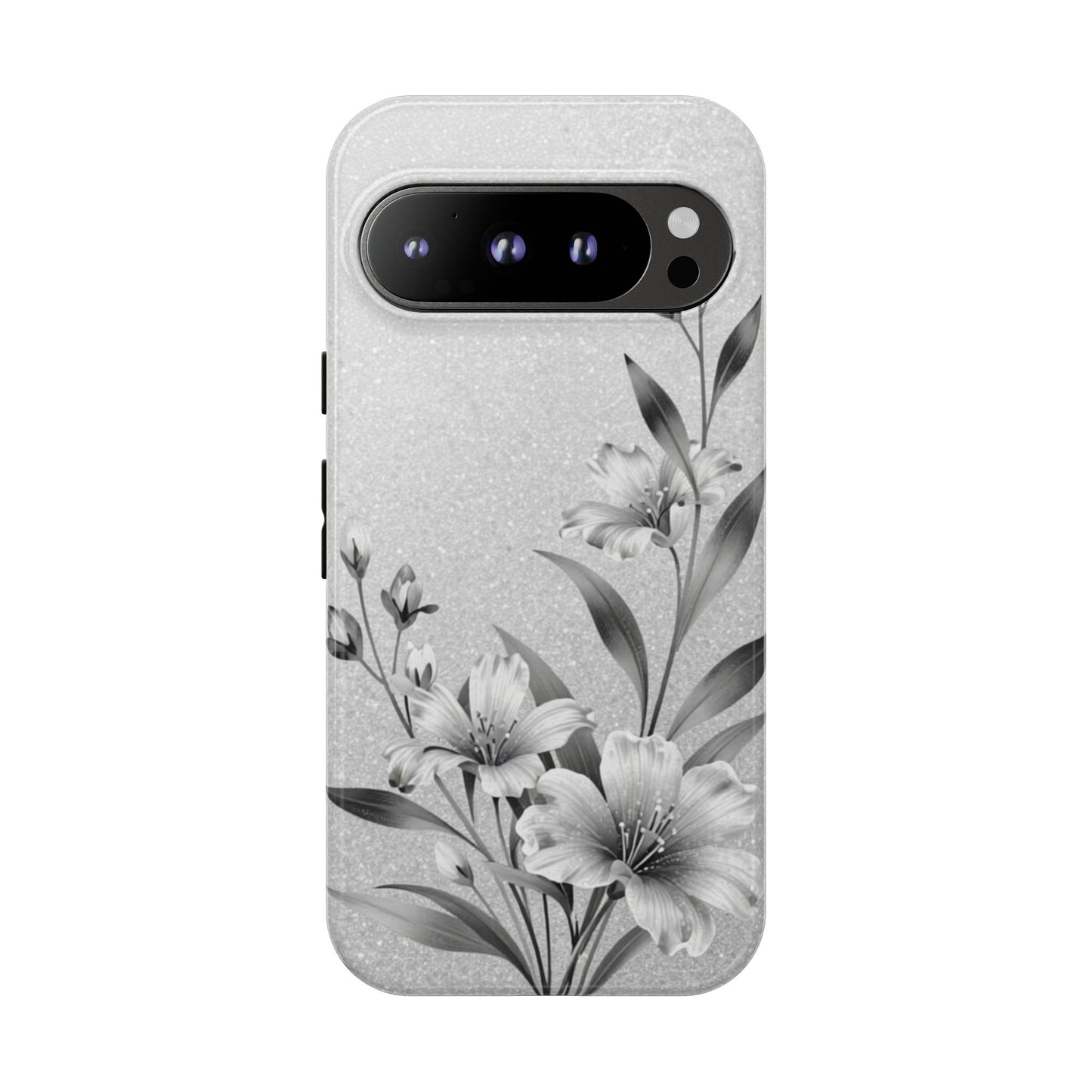 Floral Monochrome Phone Case — Elegant Black & White Lily Design