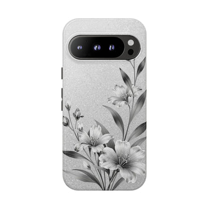 Floral Monochrome Phone Case — Elegant Black & White Lily Design