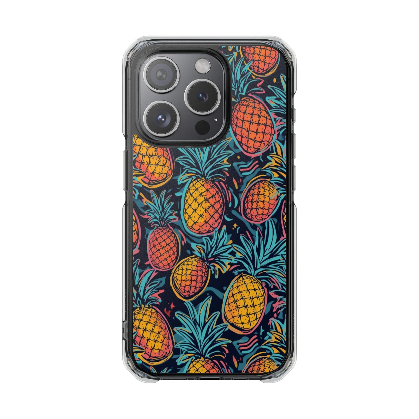 Pineapple Clear Magnetic Impact Phone Case — Tropical Pattern, Protective Clear Cover
