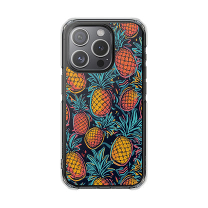 Pineapple Clear Magnetic Impact Phone Case — Tropical Pattern, Protective Clear Cover