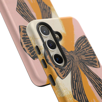 Bow Brushstroke Tough Phone Case — Pink & Mustard