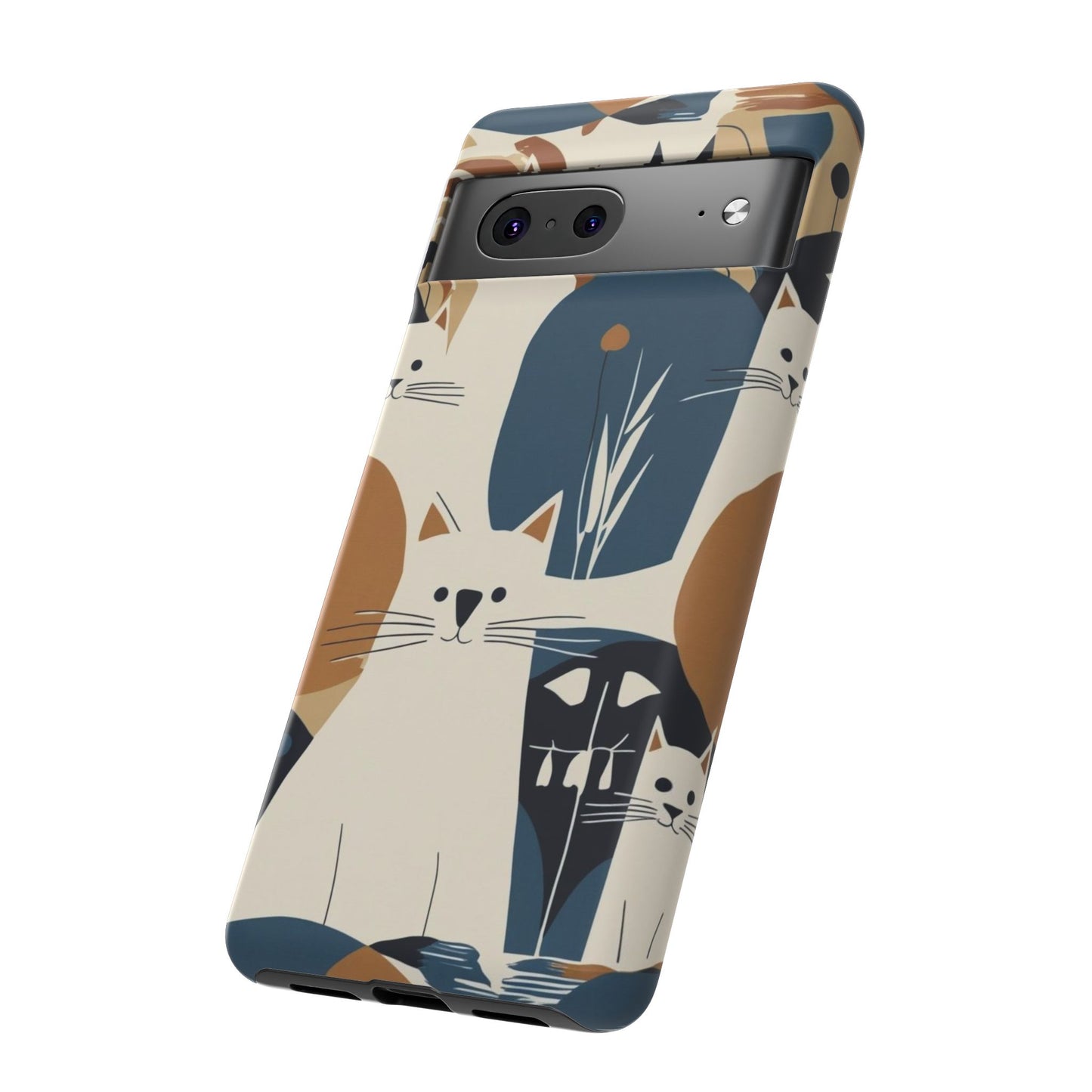 Cat Pattern Phone Case – Retro Abstract Cats Protective iPhone Cover