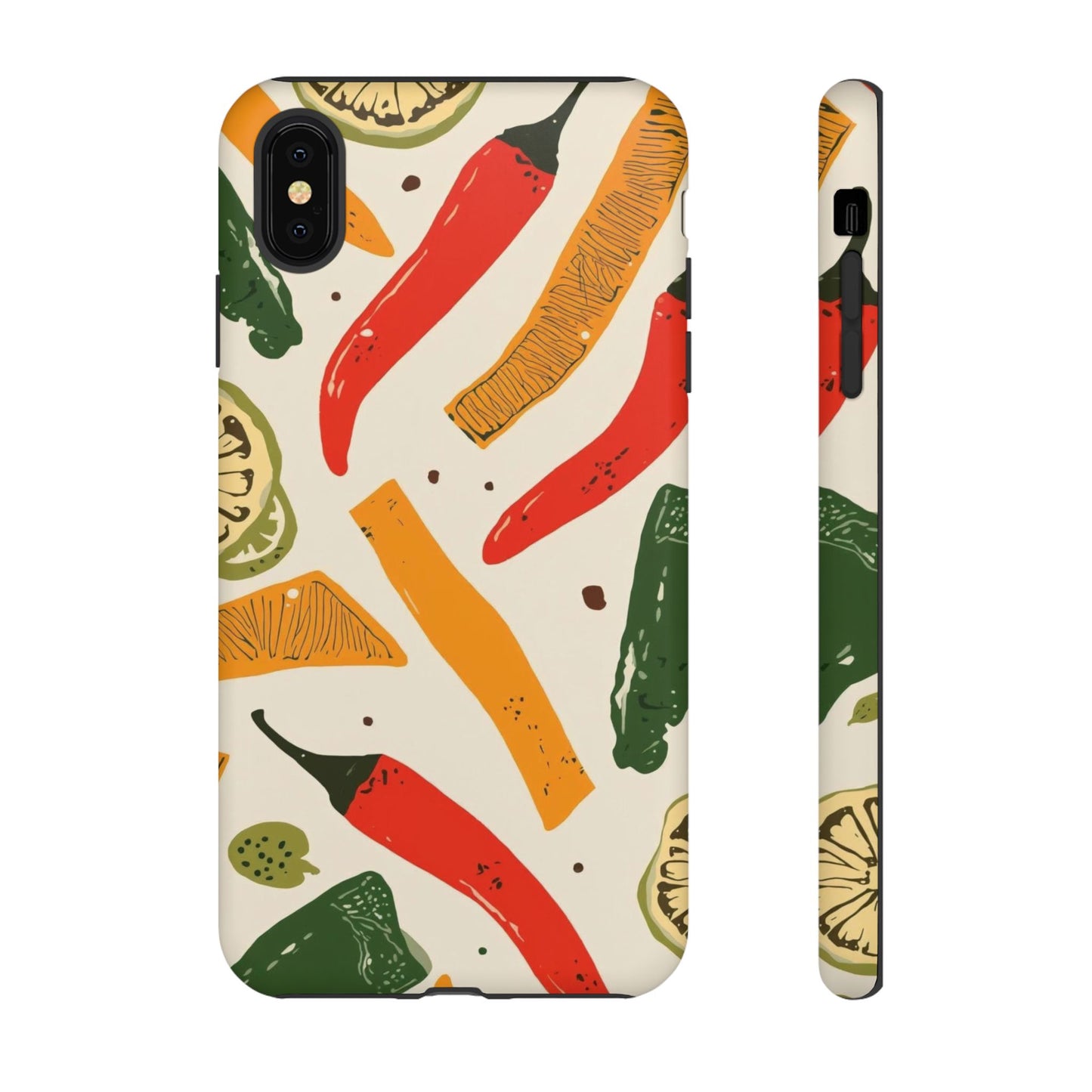 Spicy Peppers Phone Case – Colorful Chili, Lime & Citrus Pattern