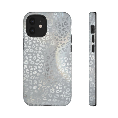 Grey Leopard Print Tough Phone Case — Durable Protective iPhone Cover