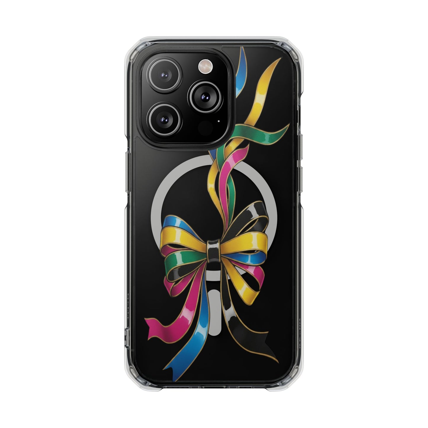 Clear Magnetic Phone Case — Colorful Ribbon Bow Design
