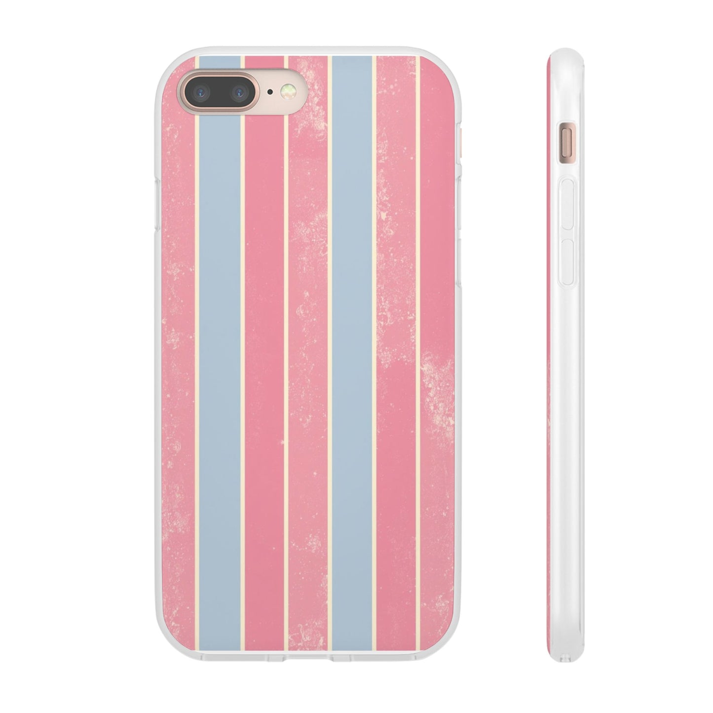 Striped Pink & Blue Phone Case — Retro Pastel Flexi Case