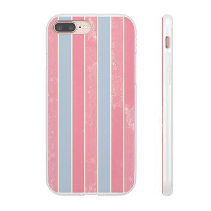 Striped Pink & Blue Phone Case — Retro Pastel Flexi Case