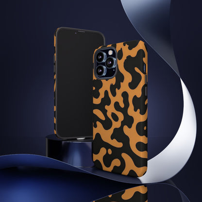 Leopard Print Phone Case — Orange & Black Tough Pattern Protective Cover